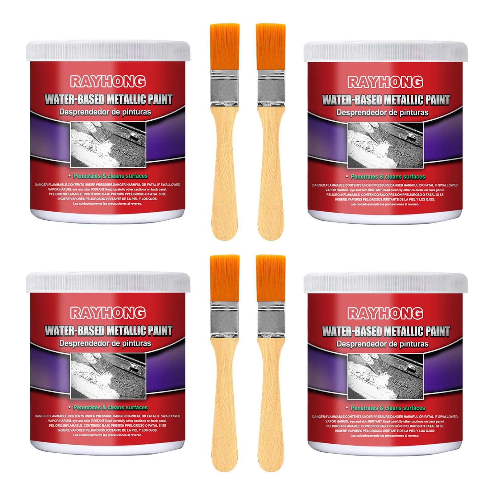 Generisch Rust Remover, Water-Based Metallic Paint Rust Converter with Brush, Anti-Rust Protection Car Coating Primer for Stopping Rust and Prevent Spreading (4Pack) von Generisch