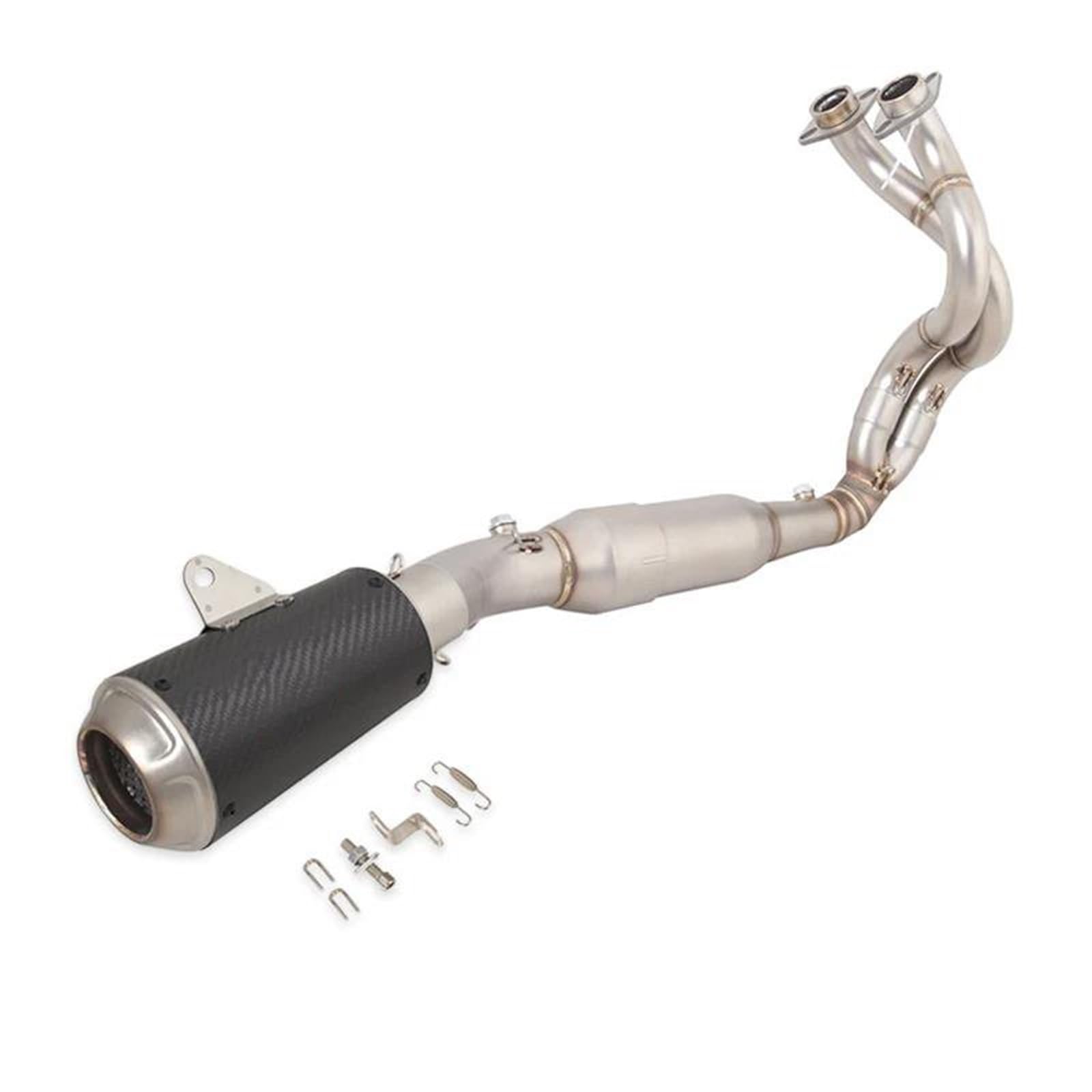 Generisch Schalldämpfereinsätze Komplette Auspuffanlage Motorrad-Kopfrohr Carbonfaser Schwarz Schalldämpfer Für Kawasaki Z650 Für Ninja 650 2023-2025(Style 1) von Generisch