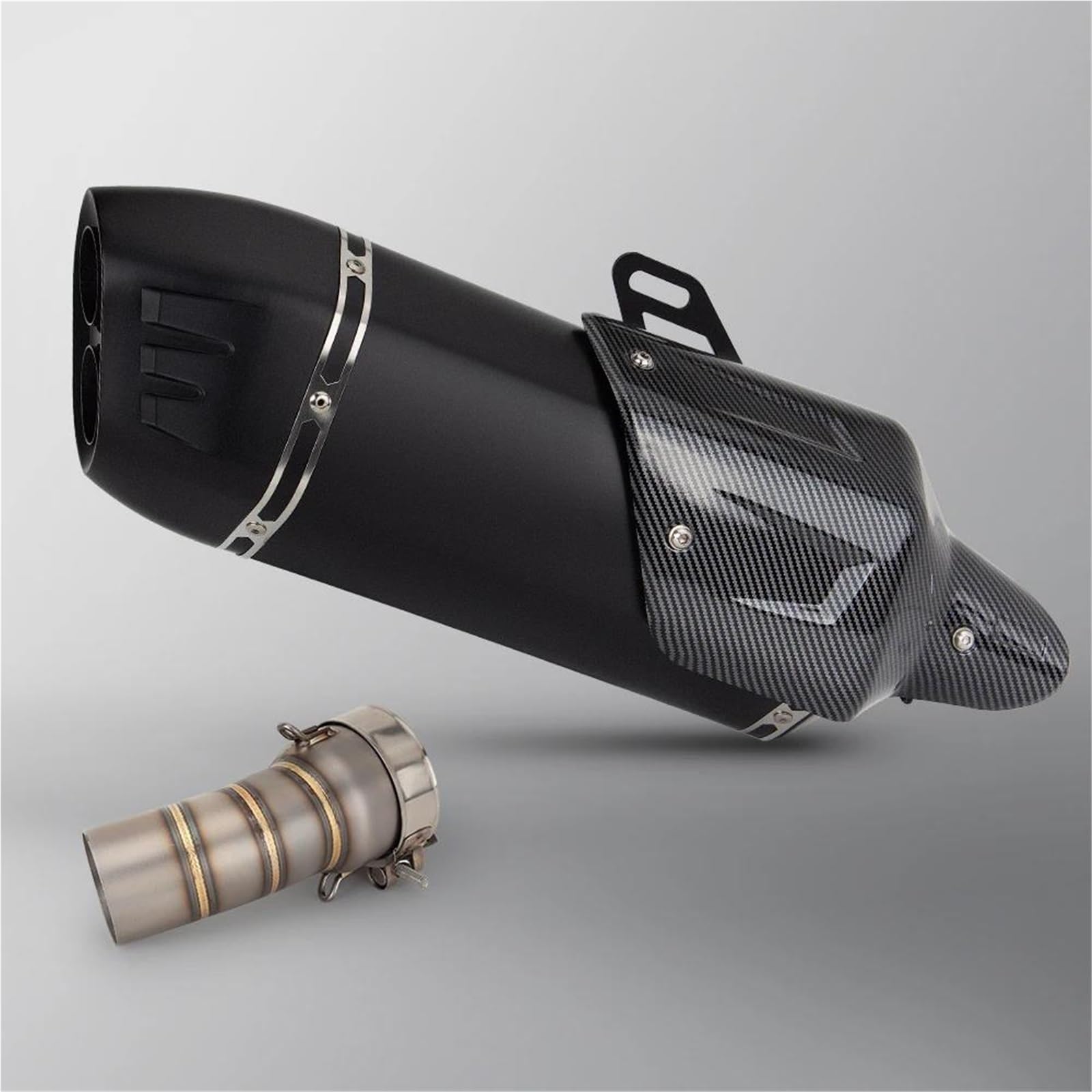 Generisch Schalldämpfereinsätze Motorrad-Mittelrohr-Auspuff-Modifikationsanschluss Mit Abdeckung Doppelloch-Schalldämpfer Passend Für B&MW R1300GS R1300 GS ADV(Style 2) von Generisch