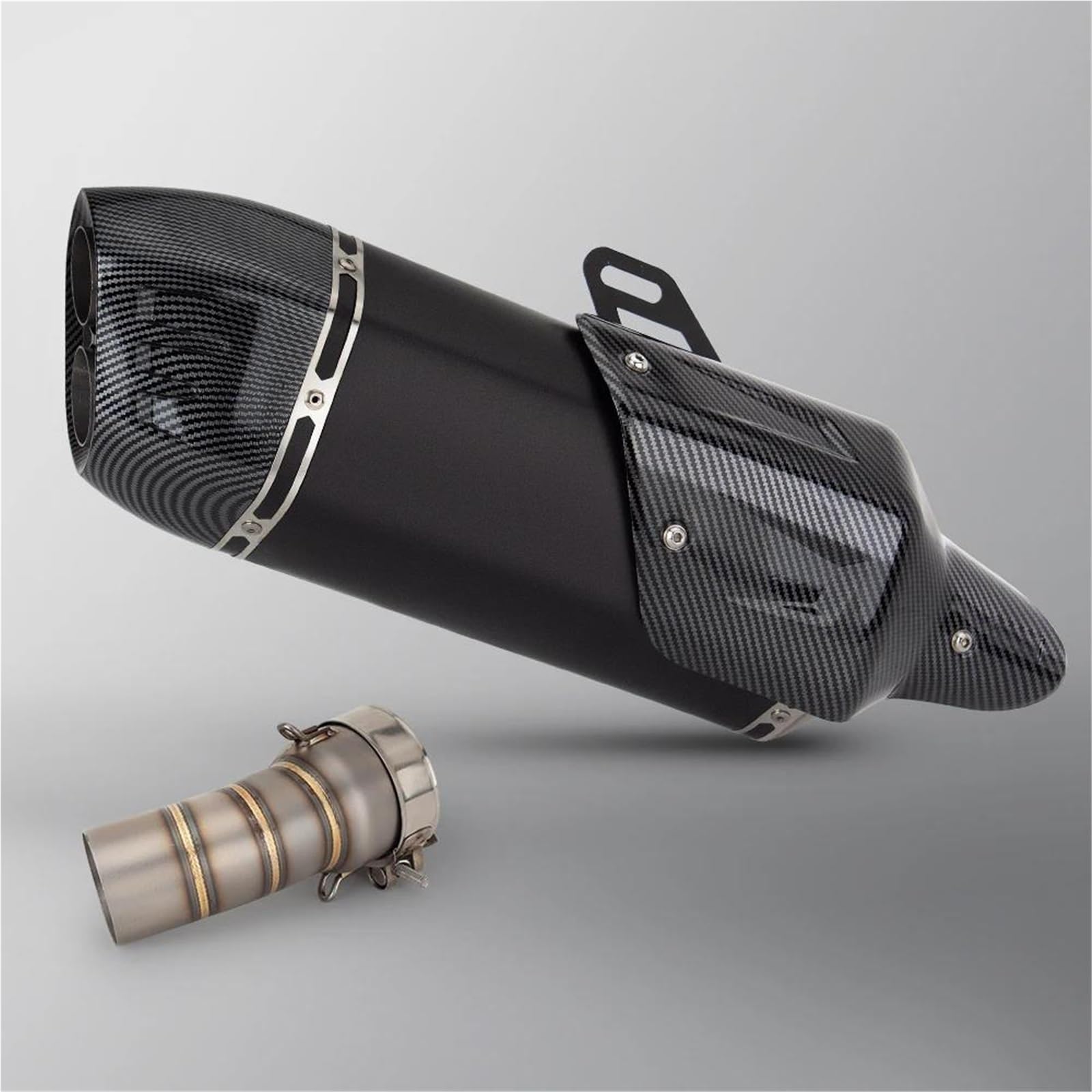 Generisch Schalldämpfereinsätze Motorrad-Mittelrohr-Auspuff-Modifikationsanschluss Mit Abdeckung Doppelloch-Schalldämpfer Passend Für B&MW R1300GS R1300 GS ADV(Style 3) von Generisch