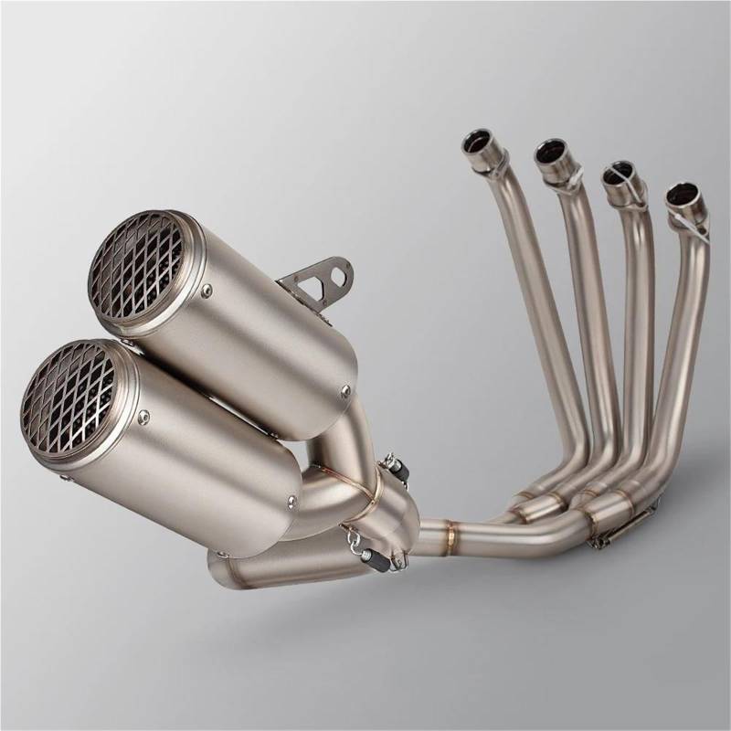 Generisch Schalldämpfereinsätze Slip-On-Motorrad-Auspuffanlage Front Link Dual Outlet Schalldämpfer Für CBR650R CB650F CB650R CBR650F 2014-2024 von Generisch
