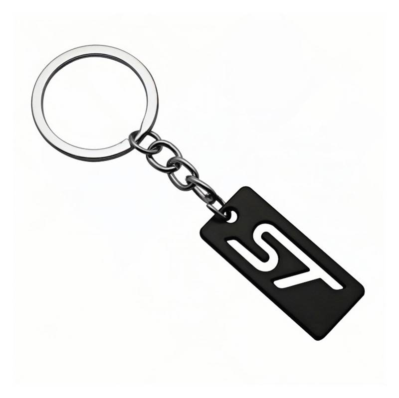 Generisch Schlüsselanhänger mit 3D-Metall-ST-Logo, kompatibel mit Fiesta Escape Kuga Explorer S-Max, Autozubehör(Black) von Generisch