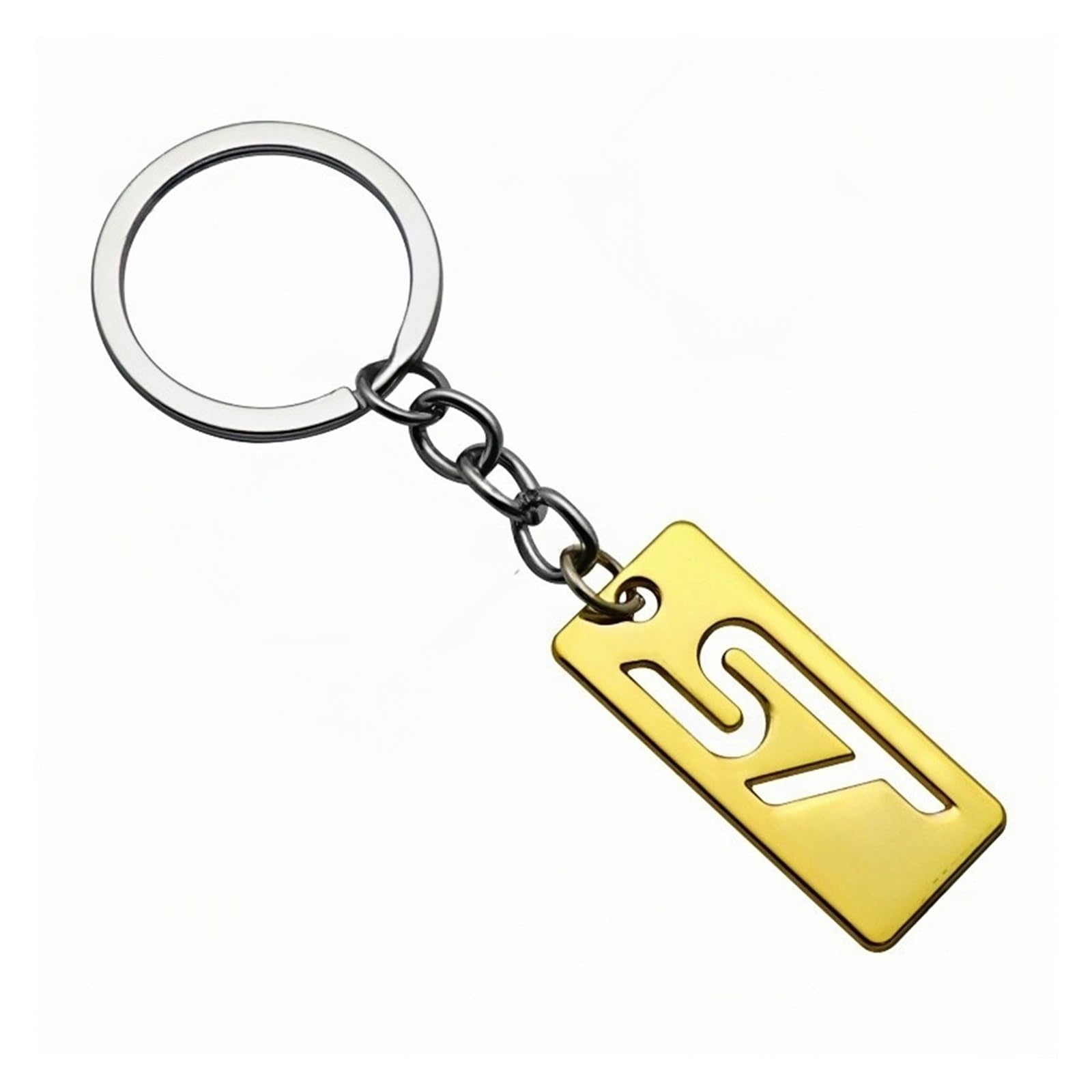 Generisch Schlüsselanhänger mit 3D-Metall-ST-Logo, kompatibel mit Fiesta Escape Kuga Explorer S-Max, Autozubehör(Golden) von Generisch