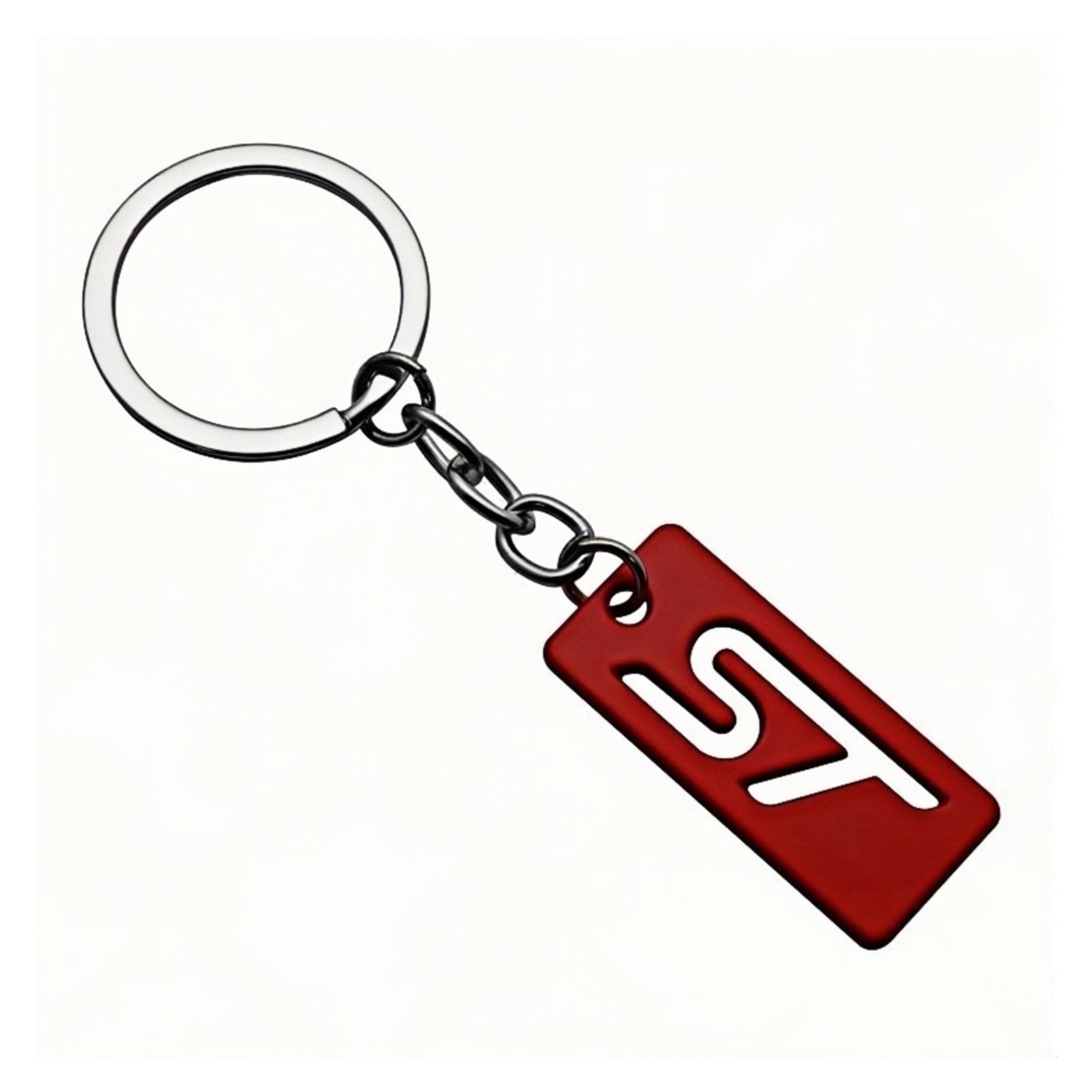 Generisch Schlüsselanhänger mit 3D-Metall-ST-Logo, kompatibel mit Fiesta Escape Kuga Explorer S-Max, Autozubehör(Red) von Generisch