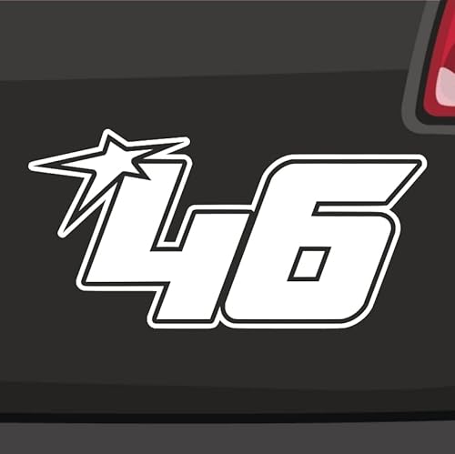 Generisch Startnummer 46 Aufkleber Sticker Auto Start Run Race Zahl MTB Motorrad 14x7cm Farbe: Weiß von Generisch