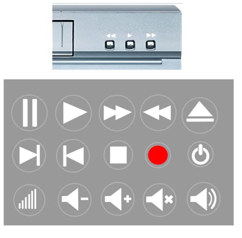 Generisch Symbole für Player, DVD CD Video MP3 Player Kassette Play Pause Stop Rewind Aufkleber Sticker (Rt95/5) (13mm) von Generisch