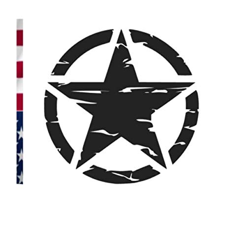 generisch USA Set 2X Star Stern Aufkleber Retro Autoaufkleber, Wandtattoo 283/17 (Schwarz Glanz, 20 x 20 cm) von generisch