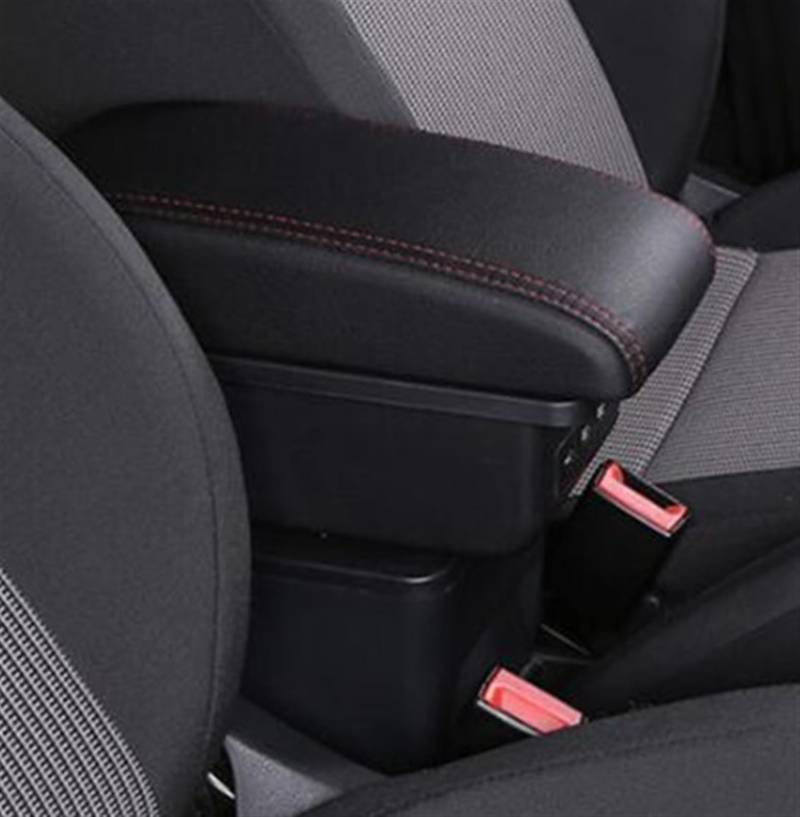 Generisch Verstellbare Armlehnen-Aufbewahrungsbox Armlehnen-Mittelkonsole Einlagig Doppellagig Speziell Für VW UP 2009–2020(B Style red line) von Generisch
