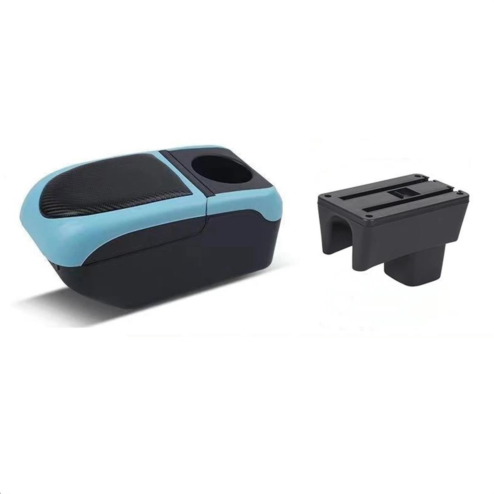 Generisch Verstellbare Armlehnen-Aufbewahrungsbox Armlehnenbox Für Suzuki Für Swift 2005–2022 Doppellagige Mittelkonsolen-Organizerbox Zubehör(Black-Blue) von Generisch