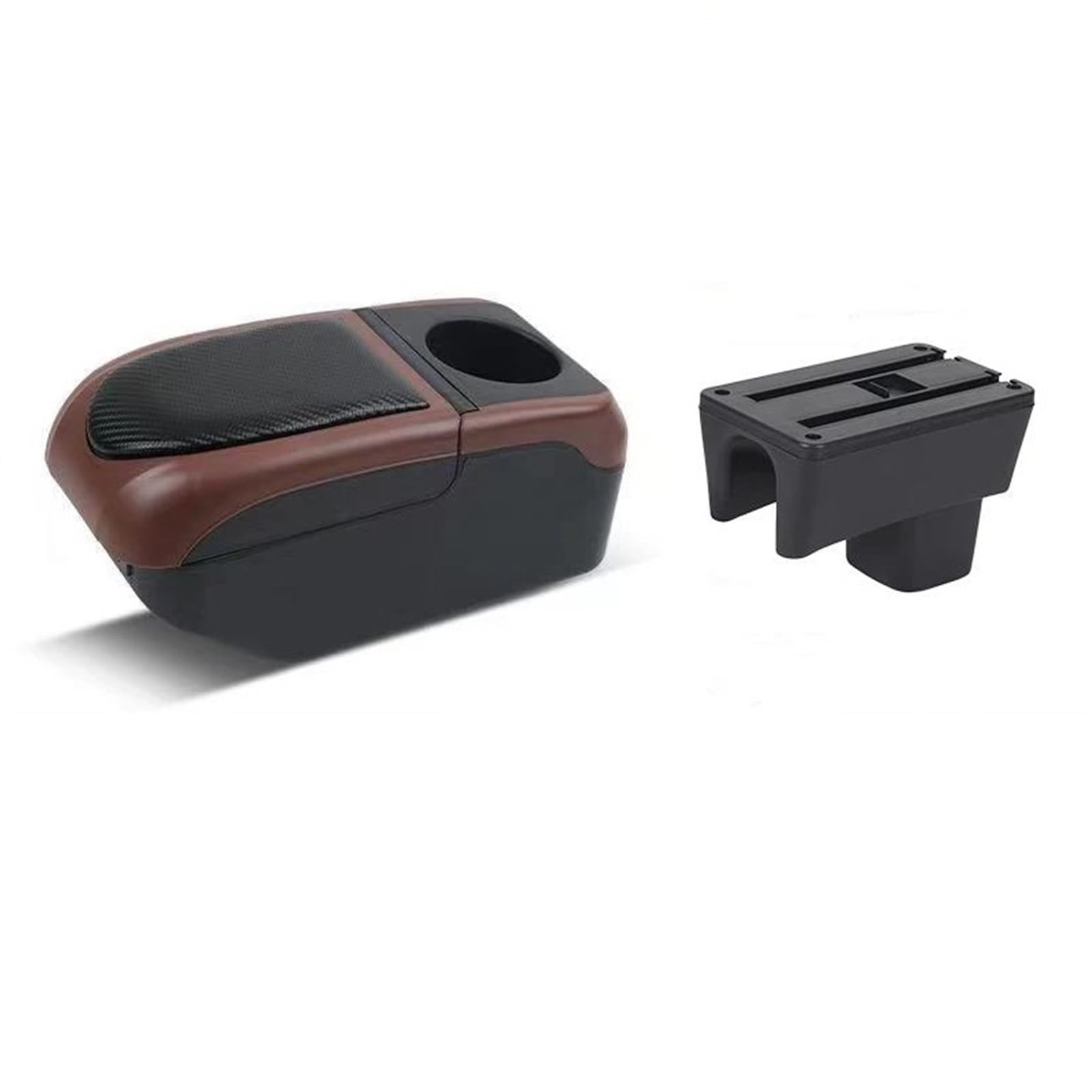 Generisch Verstellbare Armlehnen-Aufbewahrungsbox Armlehnenbox Für Suzuki Für Swift 2005–2022 Doppellagige Mittelkonsolen-Organizerbox Zubehör(Black-Coffee) von Generisch