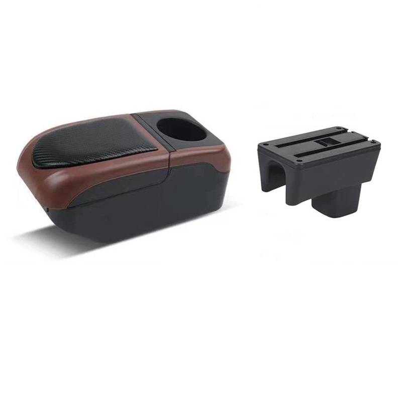 Generisch Verstellbare Armlehnen-Aufbewahrungsbox Armlehnenbox Für Suzuki Für Swift 2005–2022 Doppellagige Mittelkonsolen-Organizerbox Zubehör(Black-Coffee) von Generisch