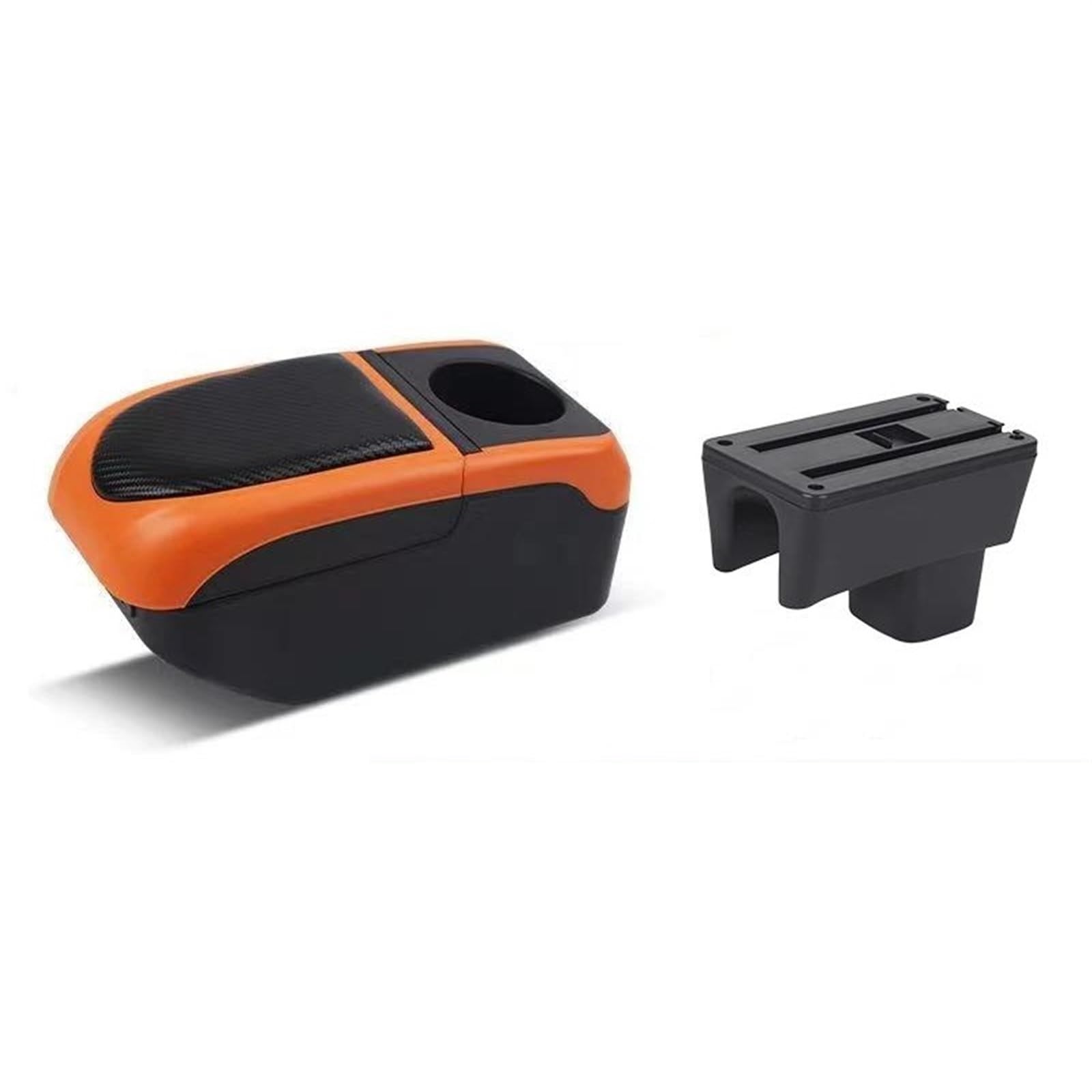Generisch Verstellbare Armlehnen-Aufbewahrungsbox Armlehnenbox Für Suzuki Für Swift 2005–2022 Doppellagige Mittelkonsolen-Organizerbox Zubehör(Black-orange) von Generisch
