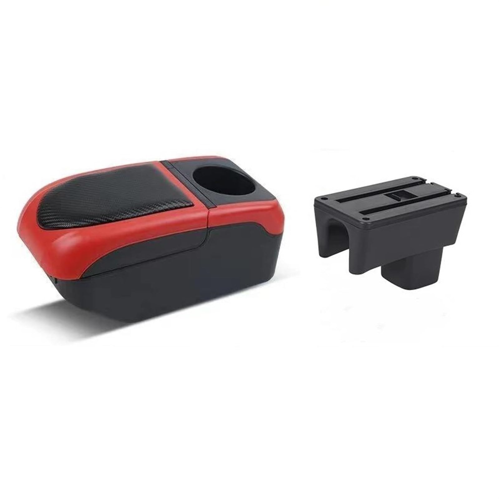 Generisch Verstellbare Armlehnen-Aufbewahrungsbox Armlehnenbox Für Suzuki Für Swift 2005–2022 Doppellagige Mittelkonsolen-Organizerbox Zubehör(Black-red) von Generisch