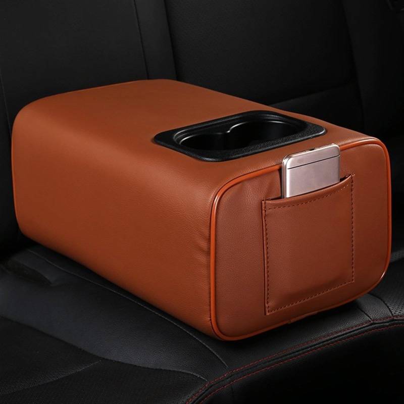 Generisch Verstellbare Armlehnen-Aufbewahrungsbox Für Ford Für Explorer 2011-2021Center Konsolen Für Auto Doppel Lagerung Raum Hinten Utility Box Ersatz Zubehör(Brown-Single Pocket) von Generisch
