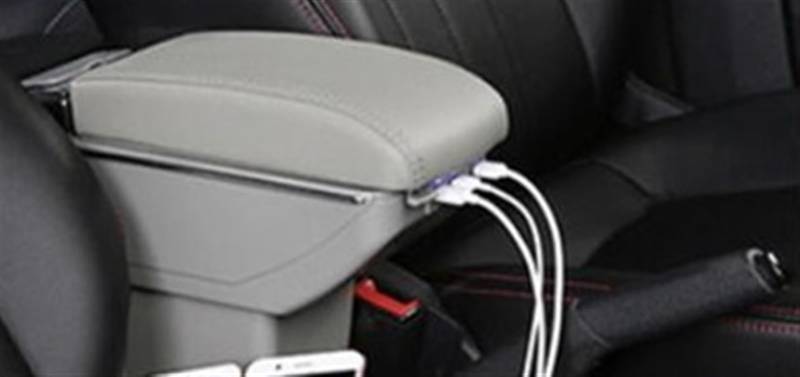 Generisch Verstellbare Armlehnen-Aufbewahrungsbox Mittelkonsolen Einzeln Doppellagig Stauraum Hinten Zubehör Für VW Für Polo 9N 3 2002–2009(C Style Gray) von Generisch