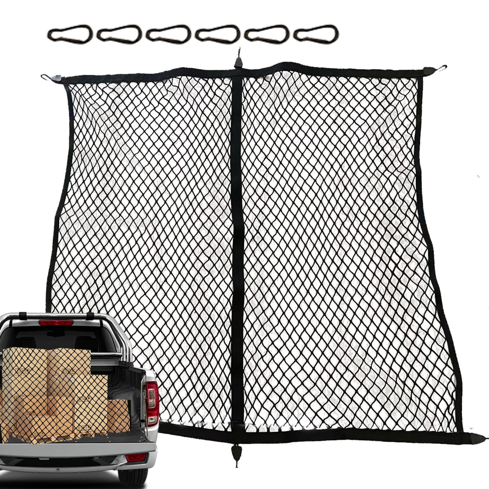 Gepäcknetz für Pickup-Truck-Ladefläche, Kfz-Gepäcknetze,Elastisches Trägernetz mit 6 Karabinern - Netz-Organizer, robustes LKW-Ladeflächennetz für Pickups, LKWs, Anhänger, SUV, ATV/UTV und sogar Boote Gepäcknetz für Pickup-Truck-Ladefläche, Kfz-Gepäcknetze,Elastisches Trägernetz mit 6 Karabinern - Netz-Organizer, robustes LKW-Ladeflächennetz für Pickups, LKWs, Anhänger, SUV, ATV/UTV und sogar Boote von Generisch
