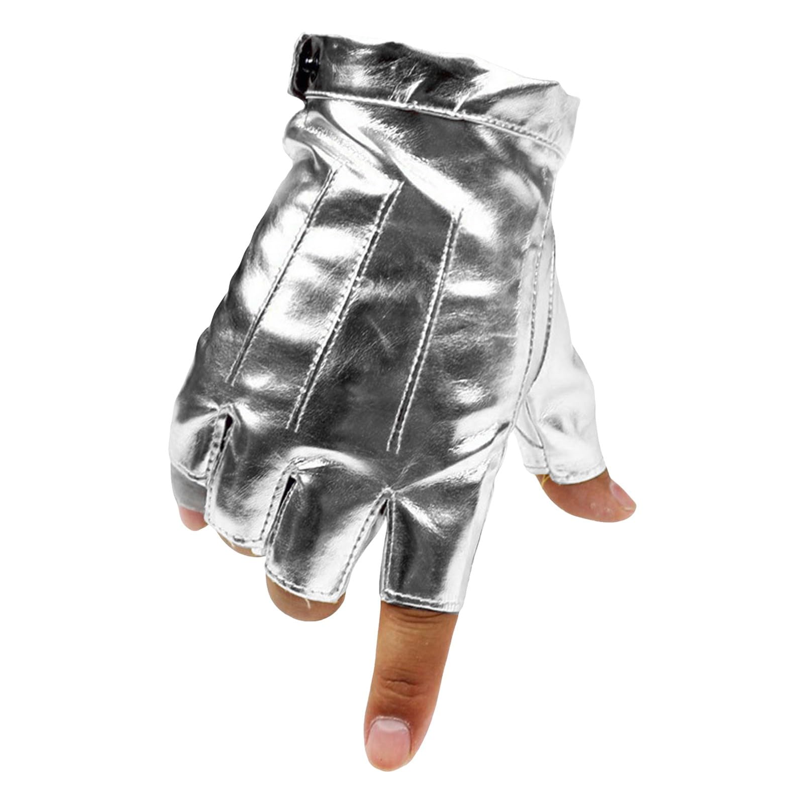 Handschuhe Winter Handschuhe Herren Arbeitshandschuhe PU-Kunstleder Lederhandschuhe Herren Winter Warme Winterhandschuhe Winter modische Halbfinger-Handschuh (Silver, One Size) von Generisch