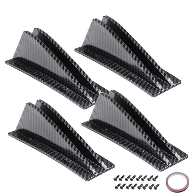 Heckstoßstangen-Diffusor – Doppelspoiler Heckspoiler, 4 Stück Auto Shark Heckdiffusor Flossen | Vielseitige Kompatibilität Dreieckige Hecklippe Spoiler, Stoßstangen-Deflektor universell für von Generisch