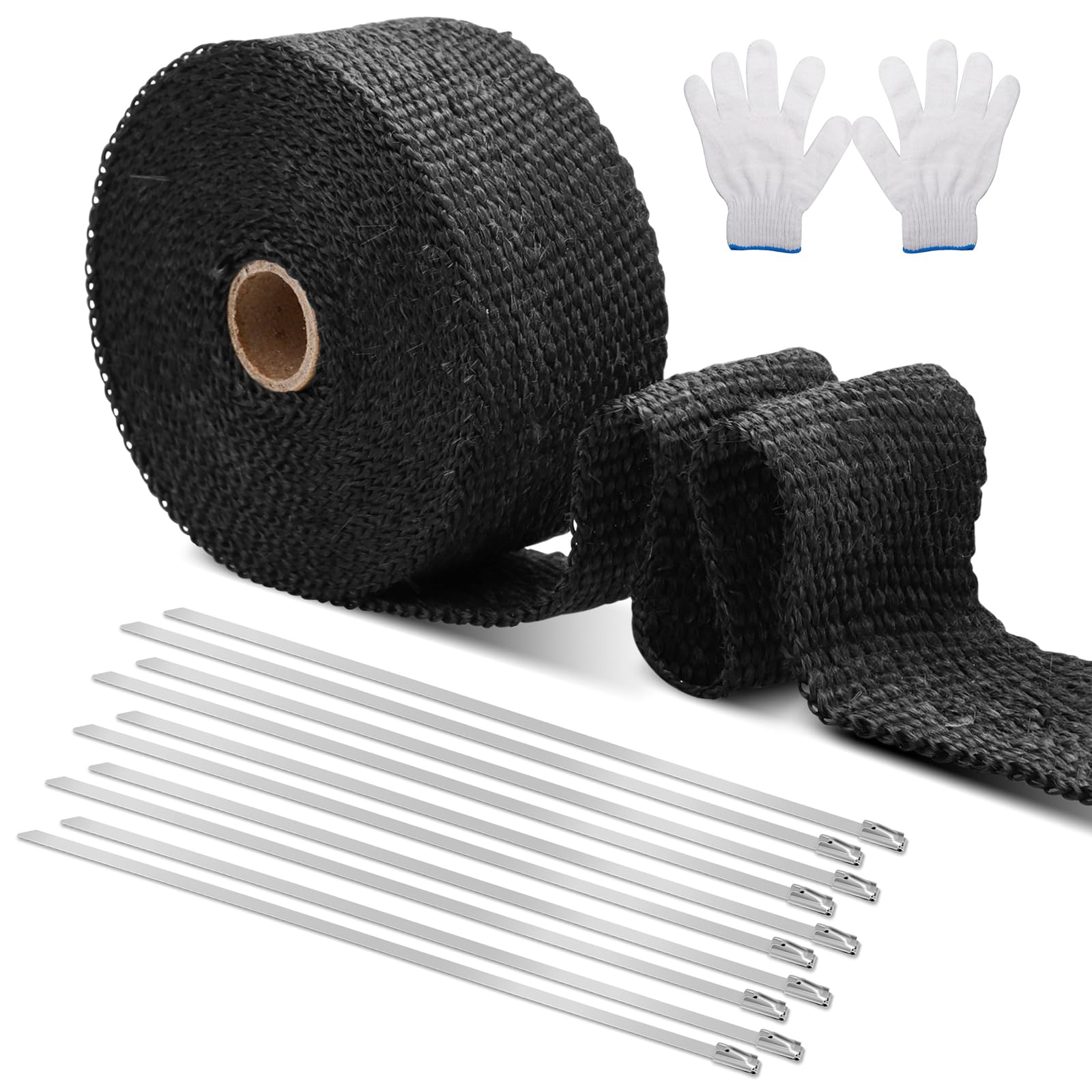 Hitzeschutzband Auspuff, 6mx5cm Auspuff Dichtband Hitzeschutz Auspuff Bandage mit 10 Kabelbinder Edelstahl Hitzeschutzband Selbstklebend für Fächerkrümmer Thermoband Krümmerband Auto Motorrad Auspuff Hitzeschutzband Auspuff, 6mx5cm Auspuff Dichtband Hitzeschutz Auspuff Bandage mit 10 Kabelbinder Edelstahl Hitzeschutzband Selbstklebend für Fächerkrümmer Thermoband Krümmerband Auto Motorrad Auspuff von Generisch