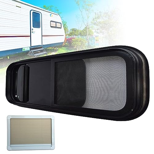 Horizontales Schiebefenster mit integriertem Rollo und Fliegengitter, gehärtetes getöntes Glas für mehr Privatsphäre und Belüftung in Wohnwagen, Wohnmobilen, Anhängern Horizontales Schiebefenster mit integriertem Rollo und Fliegengitter, gehärtetes getöntes Glas für mehr Privatsphäre und Belüftung in Wohnwagen, Wohnmobilen, Anhängern von Generisch