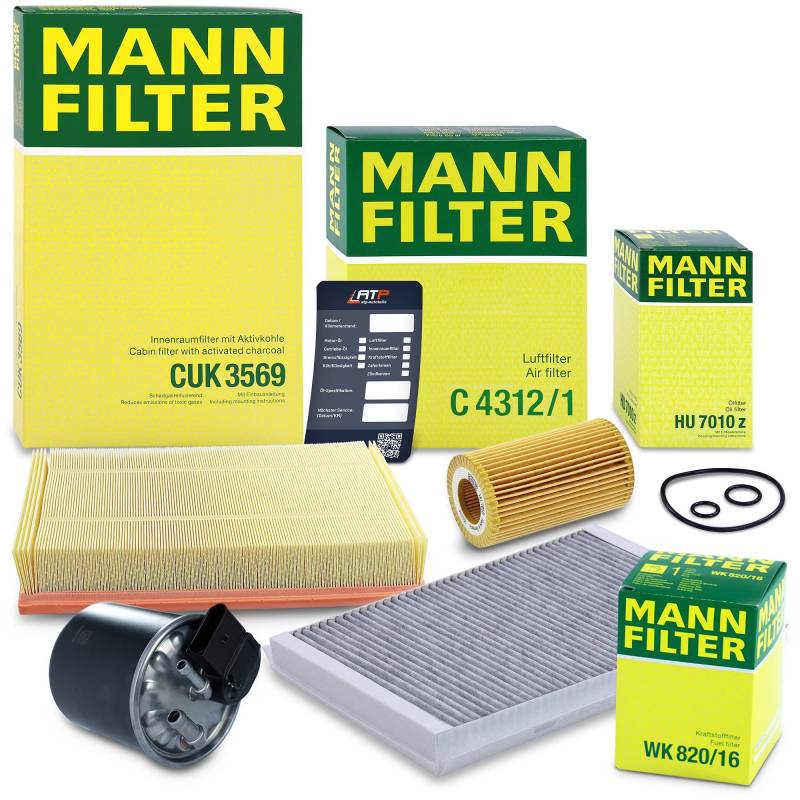 Inspektionspaket Filterset 1x MANN-FILTER Ölfilter, 1x MANN-FILTER Luftfilter, 1x MANN-FILTER Innenraumfilter (Aktivkohlefilter), 1x MANN-FILTER Kraftstofffilter, 1x Ölserviceanhänger von Generisch