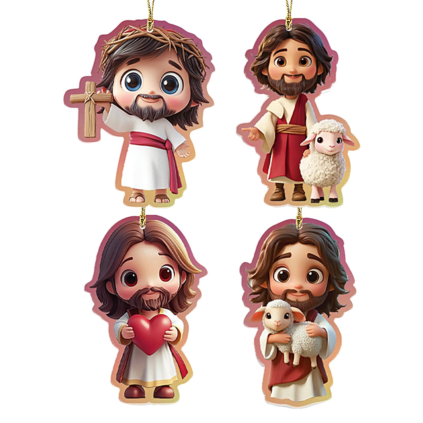 Jesus Rückspiegel-Accessoires | 2D Acryl Jesus Innenspiegel Accessoires | Cartoon Charm Deko-Set 4er-Set Für Rucksack Schlüsselanhänger Tasche Auto & Wohnung Jesus Rückspiegel-Accessoires | 2D Acryl Jesus Innenspiegel Accessoires | Cartoon Charm Deko-Set 4er-Set Für Rucksack Schlüsselanhänger Tasche Auto & Wohnung von Generisch