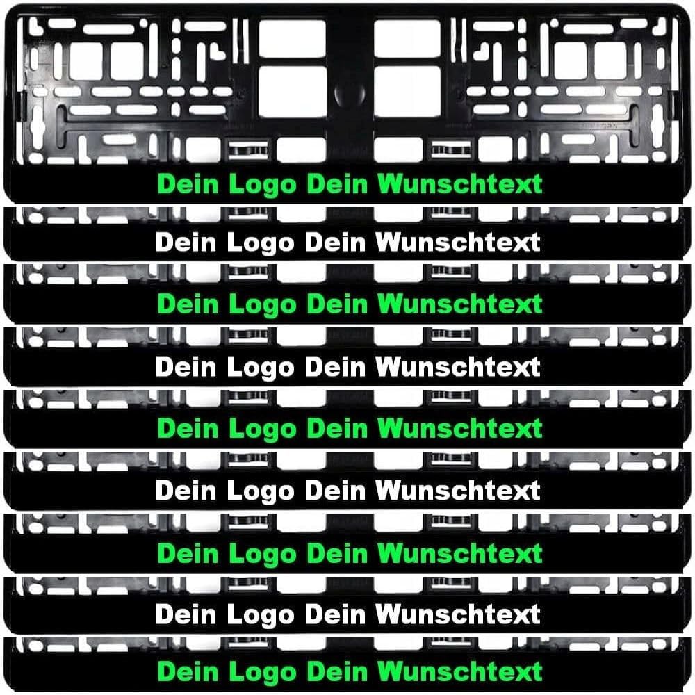 Kennzeichenhalter mit Wunschtext, Personalisierbar, Kurze Ausführung 46 x 11 cm, Schwarz mit farbigem Text Logo, 2 Stück Kennzeichenhalter mit Wunschtext, Personalisierbar, Kurze Ausführung 46 x 11 cm, Schwarz mit farbigem Text Logo, 2 Stück von Generisch