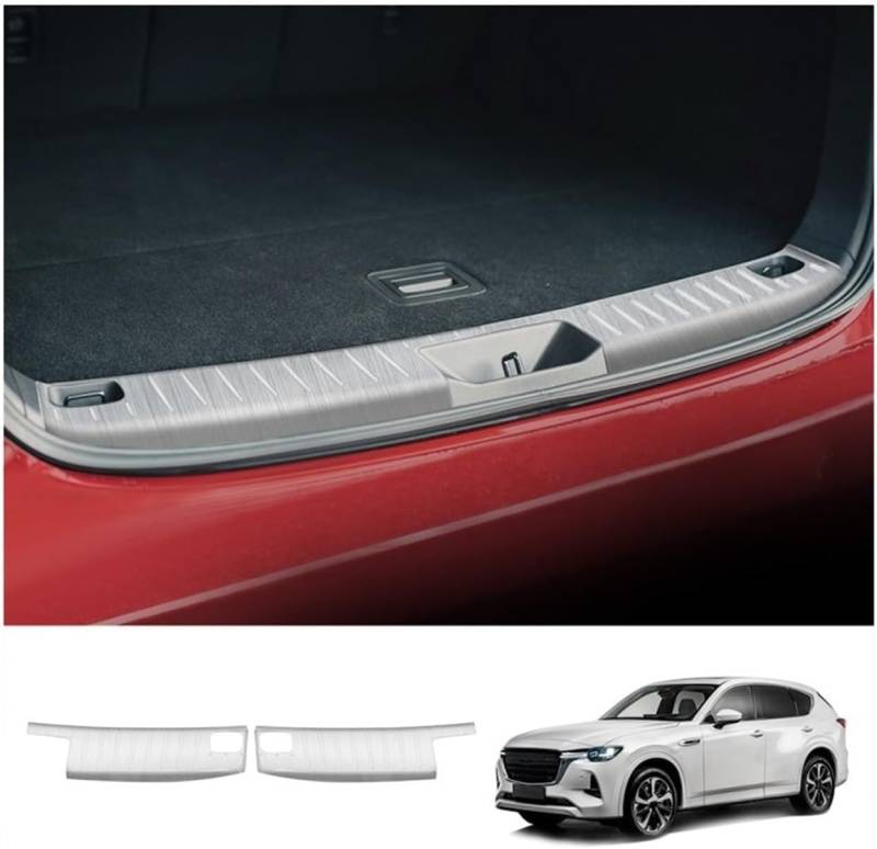 Kofferraum-Stoßstangenschutz Kofferraumschutz aus Edelstahl, Heckstoßstangenschutz, Türschweller-Kofferraum-Trittplattenverkleidung für Mazda CX60 2022 2023(1) von Generisch