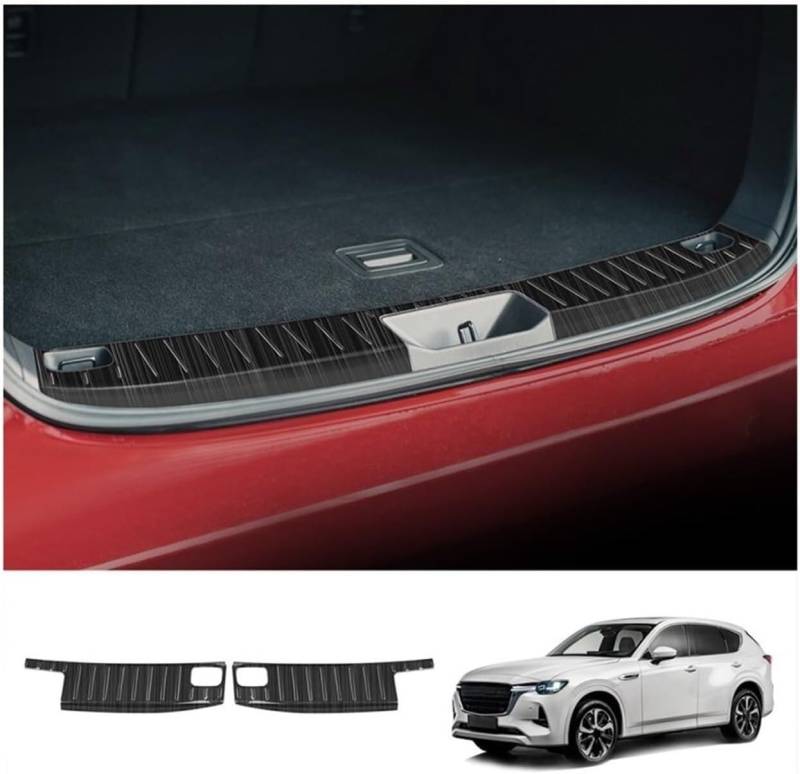 Kofferraum-Stoßstangenschutz Kofferraumschutz aus Edelstahl, Heckstoßstangenschutz, Türschweller-Kofferraum-Trittplattenverkleidung für Mazda CX60 2022 2023(2) von Generisch