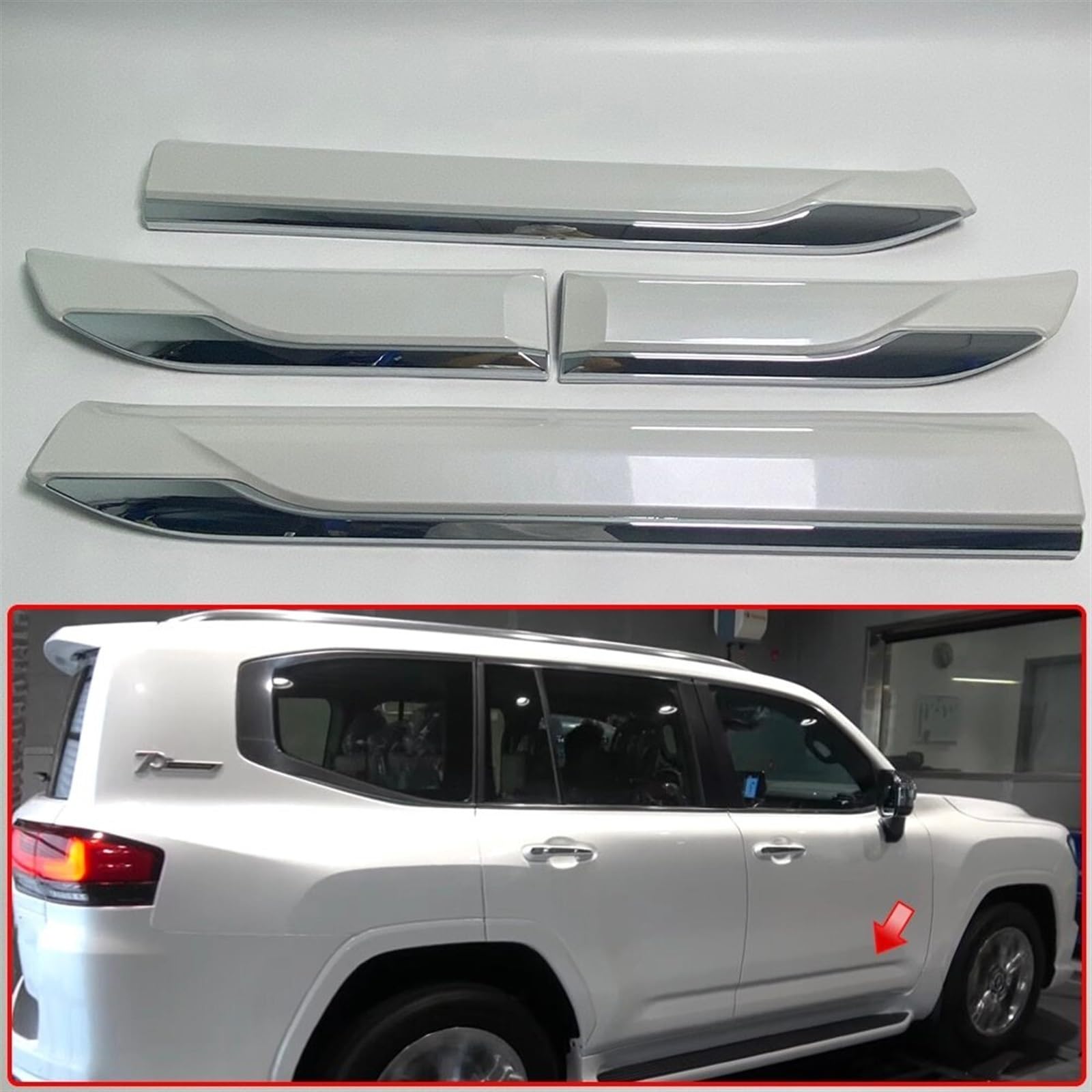 Kofferraumschutz Für Toyota für Land für Cruiser 300 Serie LC300 2022 Formabdeckung Zierleisten Schutz Außenzubehör(Silver 1) von Generisch