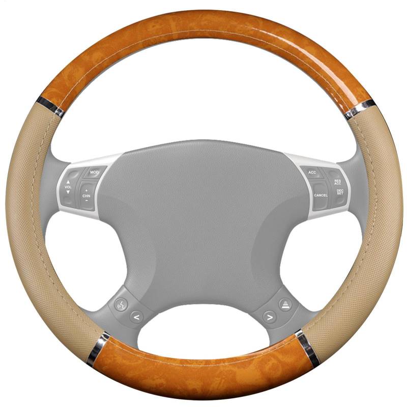 Künstliche Lederlenkradabdeckung - Elegantes Holzkörnerndesign | Universelle 14,5-15-Zoll-Autoradabdeckung | Nicht Rutschfestes Innenraum-Accessoire Für Einen Verbesserten Griff Und Stil In Allen Jahr von Generisch