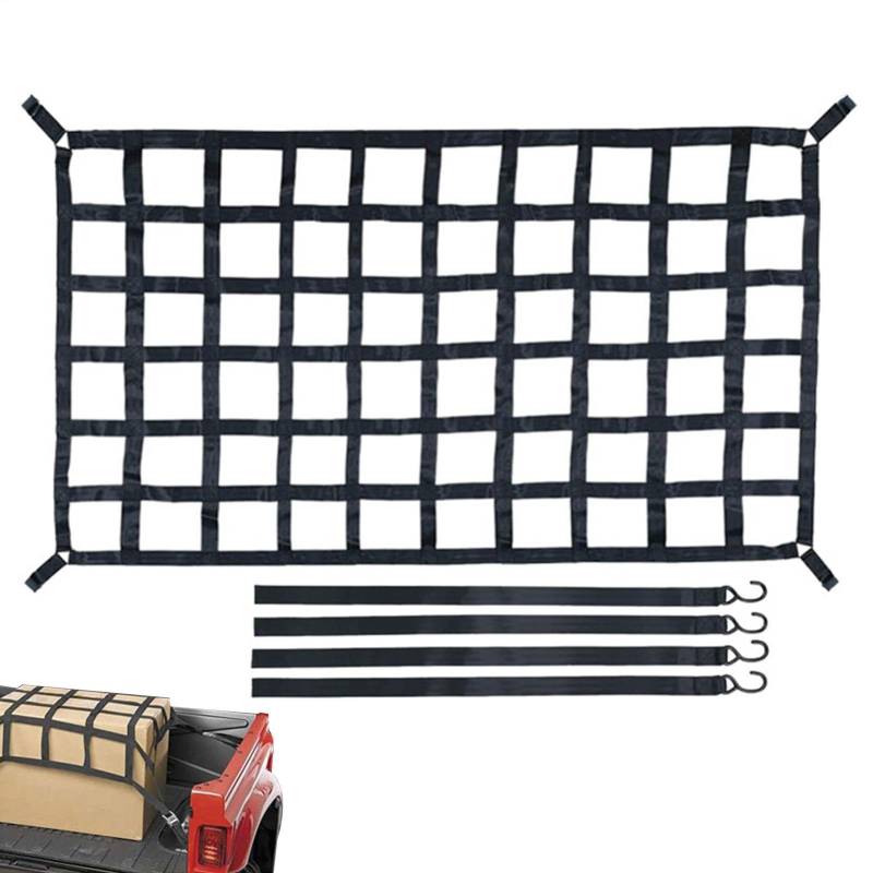 LKW -Bett Frachtnetz - 4 "x 4" schweres kleines Bungee -Netz, erstreckt sich auf 12 'x 18' | Langlebiges Netz für Pickup -LKW -Bett, Anhänger, Koffer, , sichere Frachtorganisator, Lagernetze für F von Generisch