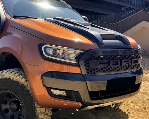 Lufthutze Haubenhutzen Air Intakes BIG SIZE in schwarz matt für den Ford Ranger Baujahr 2015 bis 2023 T6 T7 T8 von Generisch