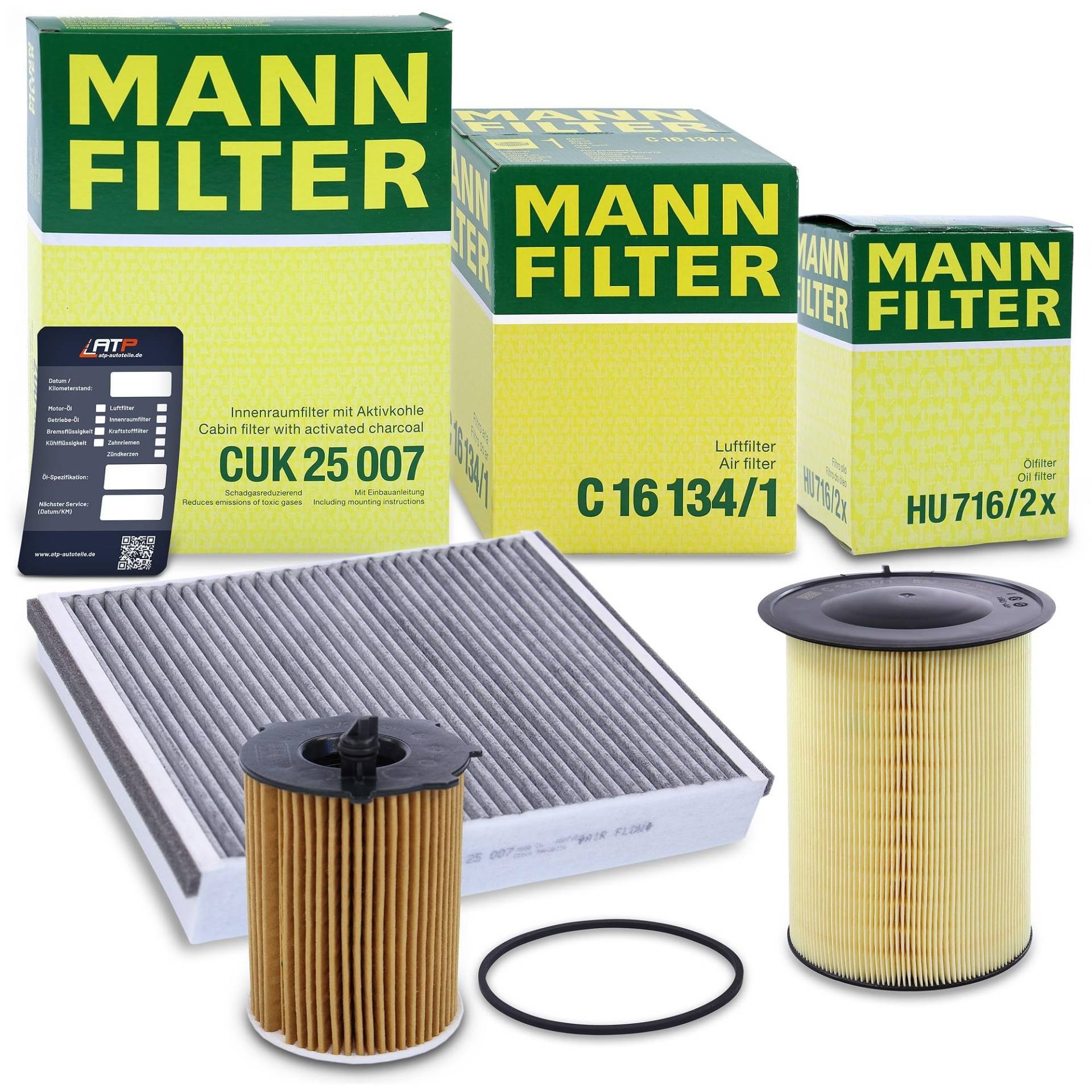 MANN-FILTER Filterset Inspektionspaket mit 1x MANN-FILTER Ölfilter, 1x MANN-FILTER Luftfilter, 1x MANN-FILTER Innenraumfilter, 1x Ölwechselanhänger, von Generisch