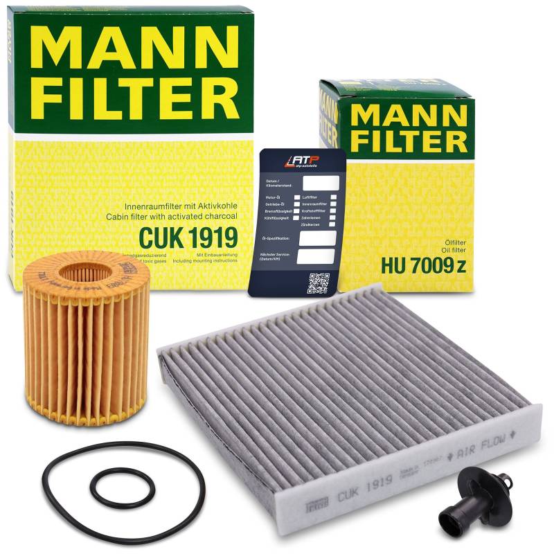 MANN-FILTER Inspektionspaket Filterset 1x Ölfilter, 1x Innenraumfilter (Aktivkohle), 1x Ölwechselanhänger, von Generisch