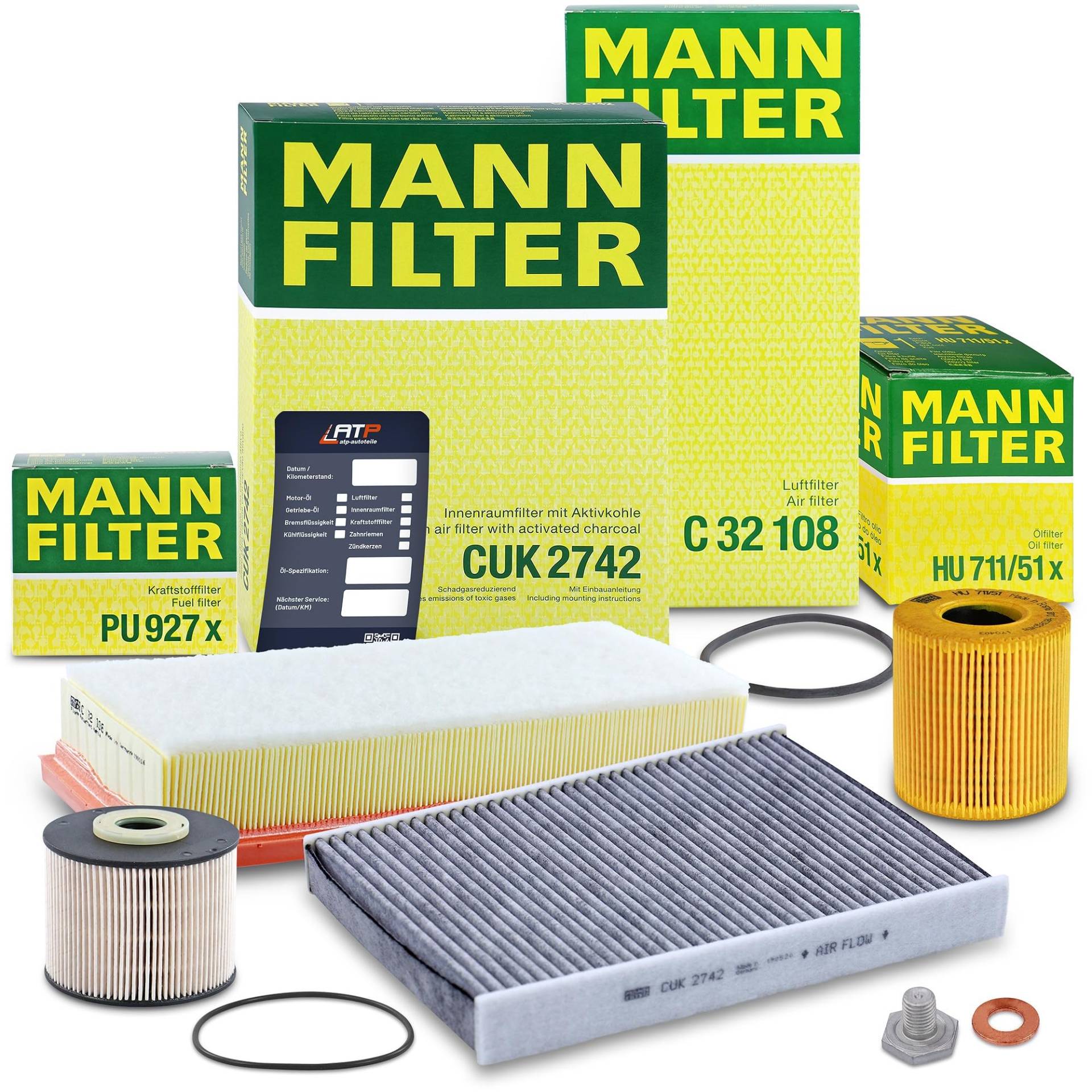 MANN-FILTER Inspektionspaket Filterset 1x Ölfilter, 1x Luftfilter, 1x Innenraumfilter, 1x Kraftstofffilter Kompatibel mit CITROËN C5 III (RD_)(RW_), PEUGEOT 407 (6D_)(6C_)(6E_) von Generisch