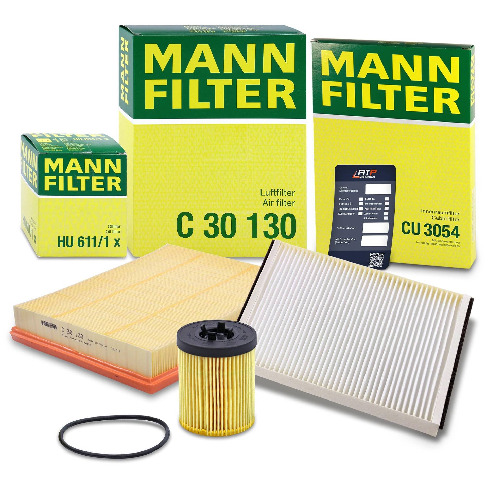 MANN-FILTER Inspektionspaket Filterset 1x Ölfilter, 1x Luftfilter, 1x Innenraumfilter, 1x Ölwechselanhänger, Kompatibel mit OPEL ASTRA G (T98), ZAFIRA A (T98) von Generisch