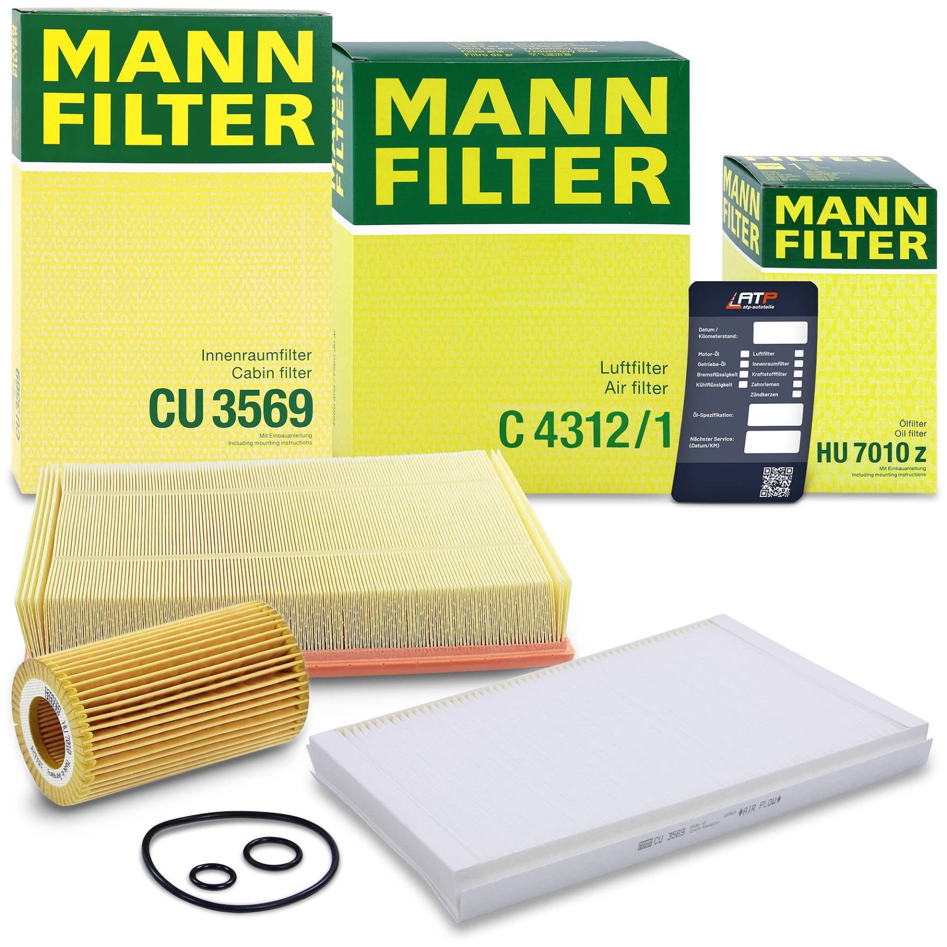 MANN-FILTER Inspektionspaket Filterset 1x Ölfilter, 1x Luftfilter, 1x Innenraumfilter, 1x Ölwechselanhänger, MANN-FILTER Inspektionspaket Filterset 1x Ölfilter, 1x Luftfilter, 1x Innenraumfilter, 1x Ölwechselanhänger, von Generisch