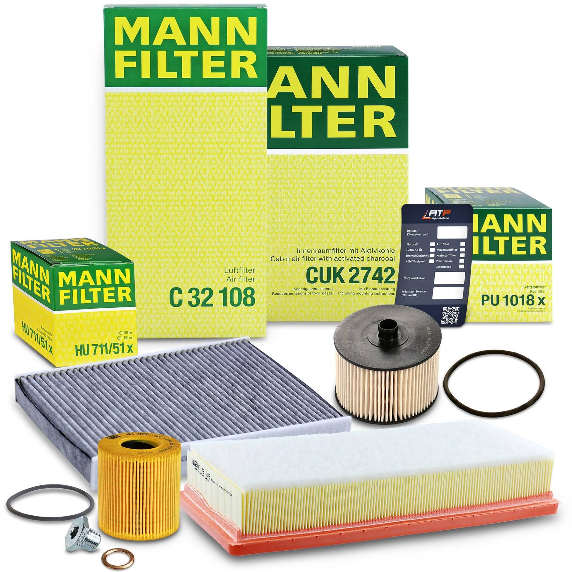 MANN-FILTER Inspektionspaket Filterset 1x Ölfilter, 1x Luftfilter, 1x Innenraumfilter (Aktivkohlefilter), 1x Kraftstofffilter, Kompatibel mit CITROËN C5, PEUGEOT 407 von Generisch