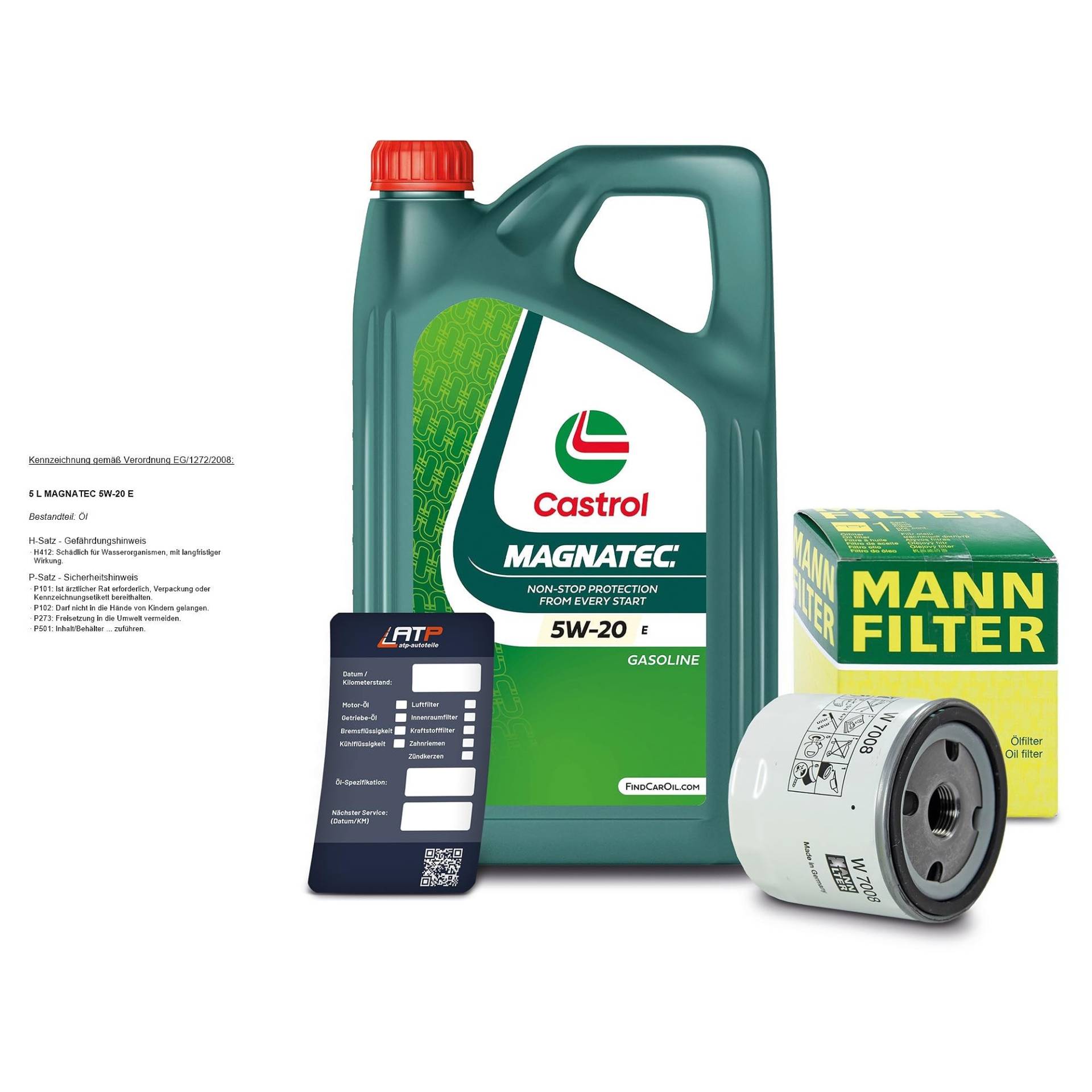 MANN-FILTER Inspektionspaket Filterset 1x Ölfilter, 1x Motoröl 5W-20 STOP-START MAGNATEC 5l, 1x Ölwechselanhänger, MANN-FILTER Inspektionspaket Filterset 1x Ölfilter, 1x Motoröl 5W-20 STOP-START MAGNATEC 5l, 1x Ölwechselanhänger, von Generisch