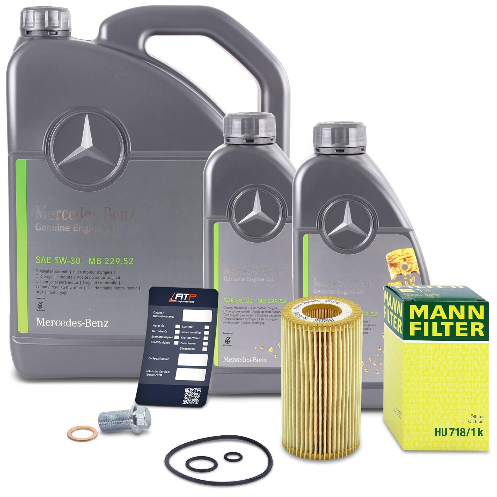 MANN-FILTER Inspektionspaket Filterset 1x Ölfilter, 1x Ölablassschraube mit Dichtung, 1x Motoröl 5W-30 MB 229.51 7 l, MANN-FILTER Inspektionspaket Filterset 1x Ölfilter, 1x Ölablassschraube mit Dichtung, 1x Motoröl 5W-30 MB 229.51 7 l, von Generisch