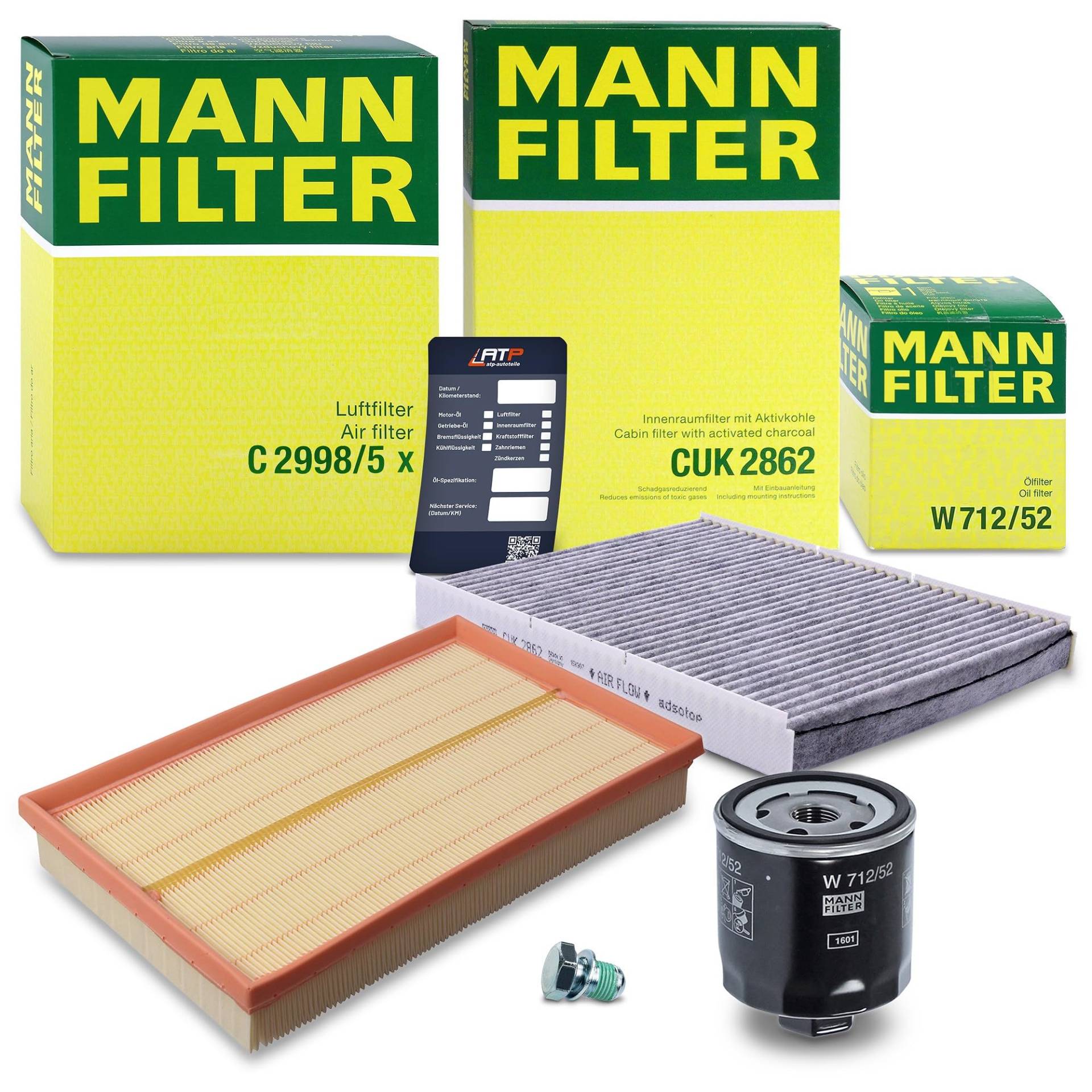 MANN-FILTER Inspektionspaket Filterset 1x Ölfilter, 1x Luftfilter, 1x Innenraumfilter (Aktivkohlefilter), Kompatibel mit VW BORA, GOLF 4 (1J1), GOLF 4 Variant (1J5) von Generisch