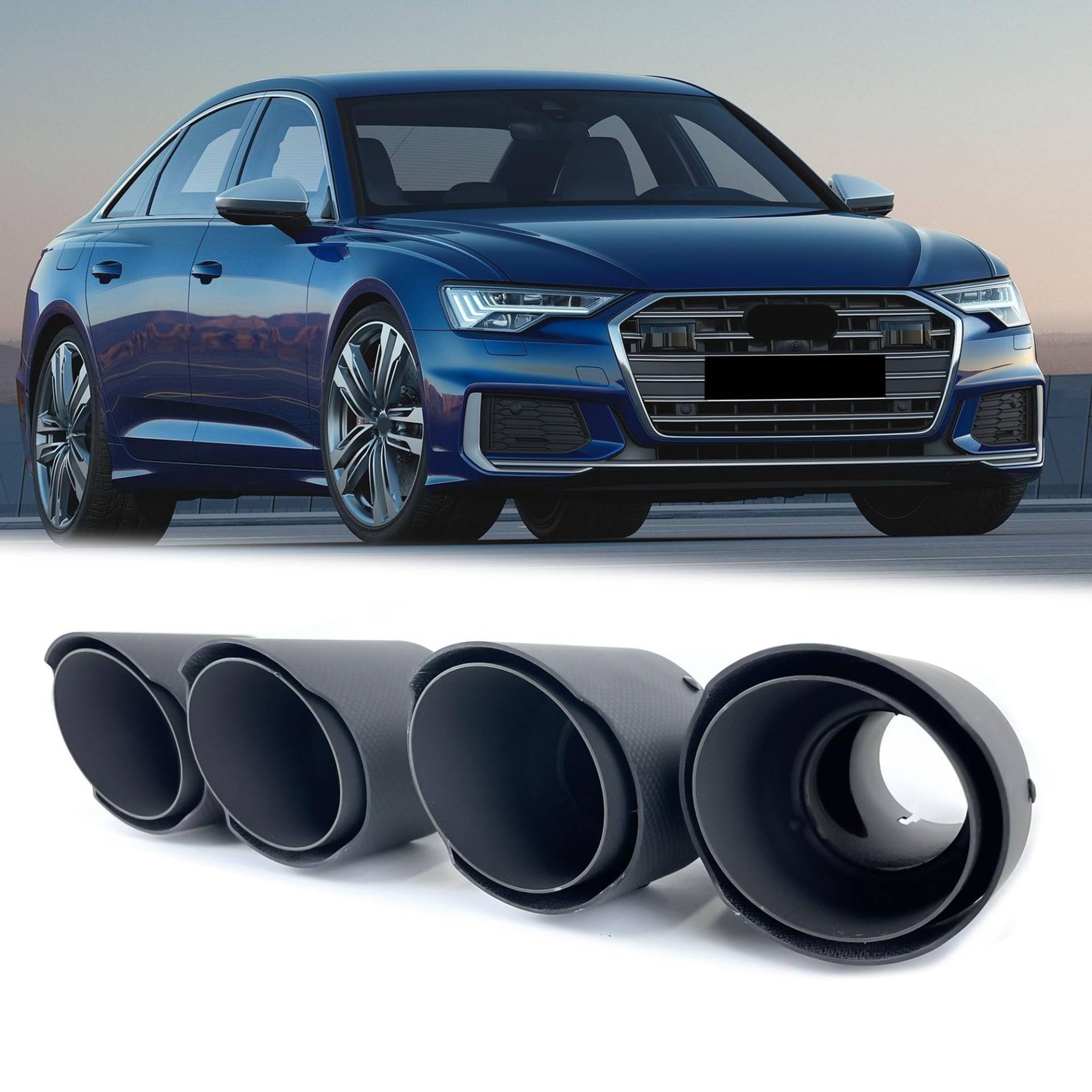 Matt Carbon Endrohr Auspuffblenden Duplex für AUDI A4 B8 A5 B8 8T A6 C7 Q5 8U von Generisch