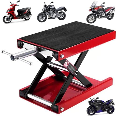 Motorrad-Scherenhebebühne mit Handkurbel, robuster Mittelhebeständer, breites Deck und Werkzeugablage, ideal für die Wartung von Straßen- und Cruiser-Fahrrädern Motorrad-Scherenhebebühne mit Handkurbel, robuster Mittelhebeständer, breites Deck und Werkzeugablage, ideal für die Wartung von Straßen- und Cruiser-Fahrrädern von Generisch