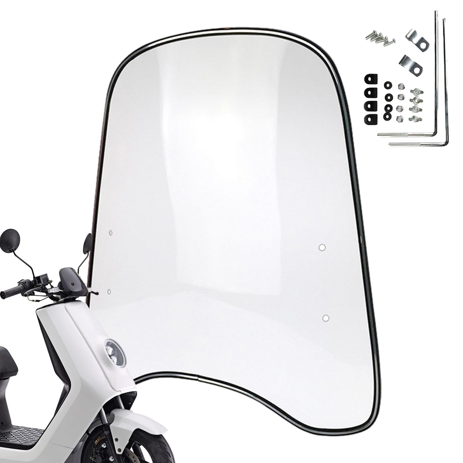 Transparente Motorrad Windschutzscheibe, Sanddichter Dämpfer für Roller, Windschild Spoiler für Motorräder, Elektroautos, 46x42.5 cm Transparente Motorrad Windschutzscheibe, Sanddichter Dämpfer für Roller, Windschild Spoiler für Motorräder, Elektroautos, 46x42.5 cm von Generisch