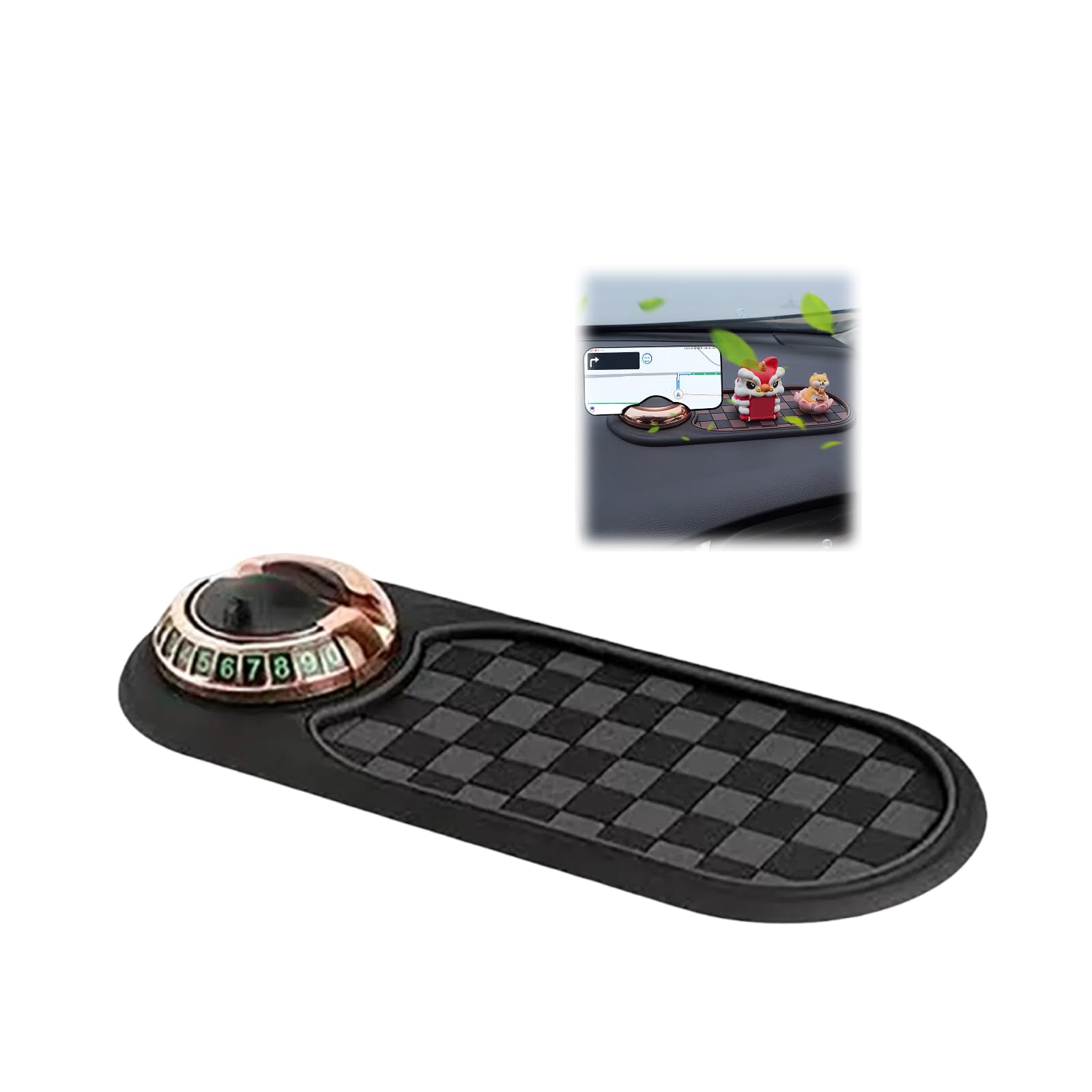Multifunktion Antirutschmatte Auto,Autohalter Armaturenbrettmatte mit Digitale Parkscheibe,Rutschfestes 360 Grad Rotierender Telefonhalter für Handys, Brillen, Taschentücher, Feuerzeuge (F) von Generisch