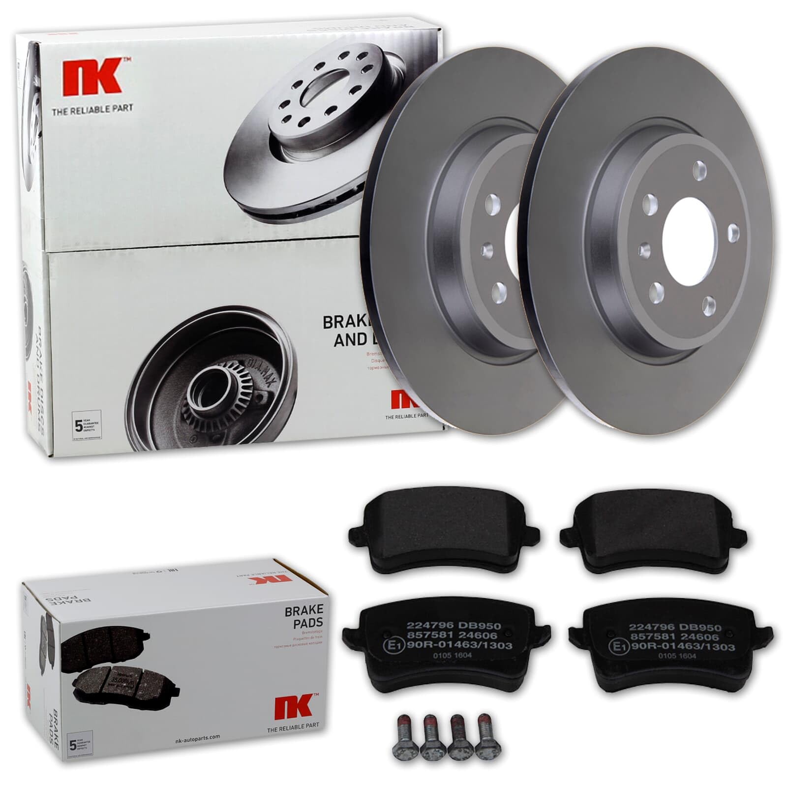 NK Bremsscheiben 300mm + Beläge hinten passend für A4 B8 8K + A5 8T 8F von Generisch
