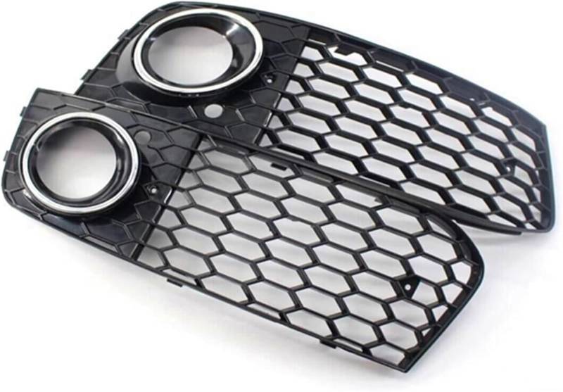 Nebelscheinwerfergitter 1 paar Auto Front Bumpe Grill Mesh Honeycomb Grille Nebel Licht Abdeckung Für A4 2009-2012 Kühlergrills(Chrome Black) von Generisch