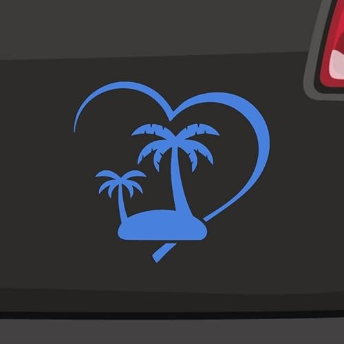 Palmeninsel Herz Aufkleber 6 Größen Sommer Strand Karibik Urlaub Kanaren Sonne von Generisch