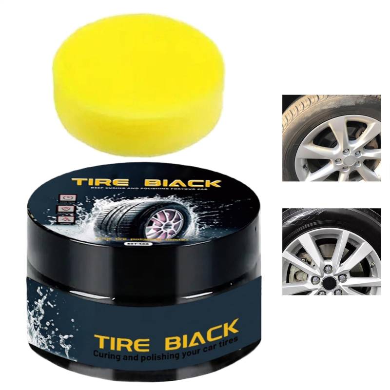 Polnische Reifenpaste - 50 g Reifenhellengel, Radoberfläche Schild | Auto -Gummi -Politur, Fahrzeug Reifenglasur, dauerhafte Auto Reifen Finish, High Gloss Automotive Rad Reserve, Schwarze Glanzpaste von Generisch